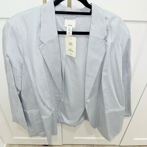 H&M Linen Blend Women's Light Blue Blazer